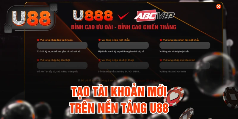 Tạo tài khoản mới, chưa từng đăng ký trước đó